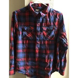 Damselfly Women’s Blue And Red Shirt Size L